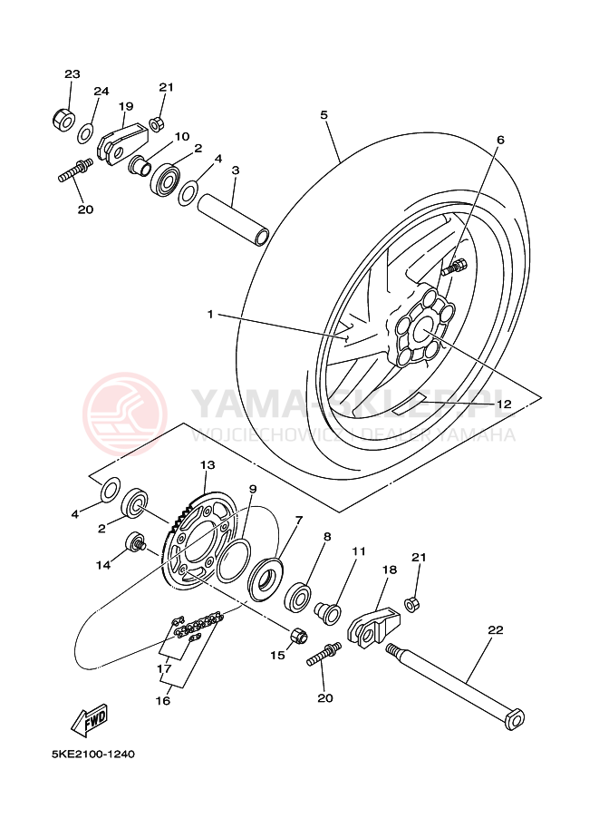 Schemat "Koło tył" do Yamaha TZ250