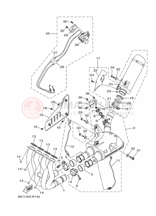 Schemat "Wydech końcowy" do Yamaha MT-10