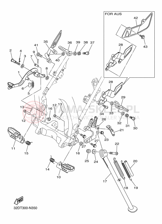 Schemat "Stopka postojowa i podnóżki" do Yamaha WR250R