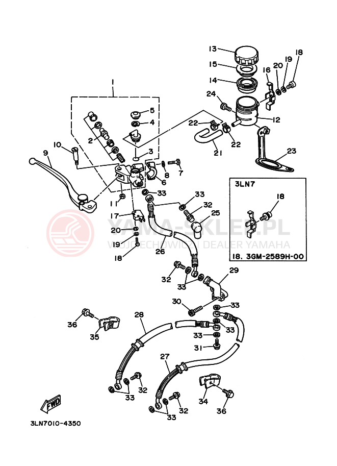 Schemat "Pompa hamulcowa przednia" do Yamaha FZR250R