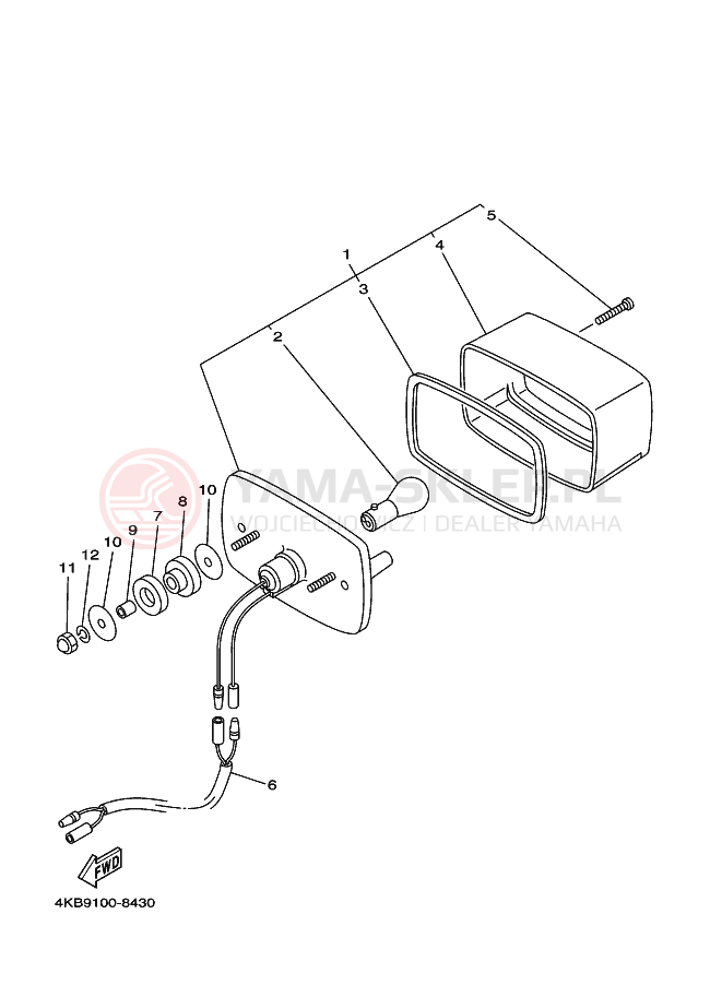 Schemat "lampa tył" do Yamaha YFM350FW-X