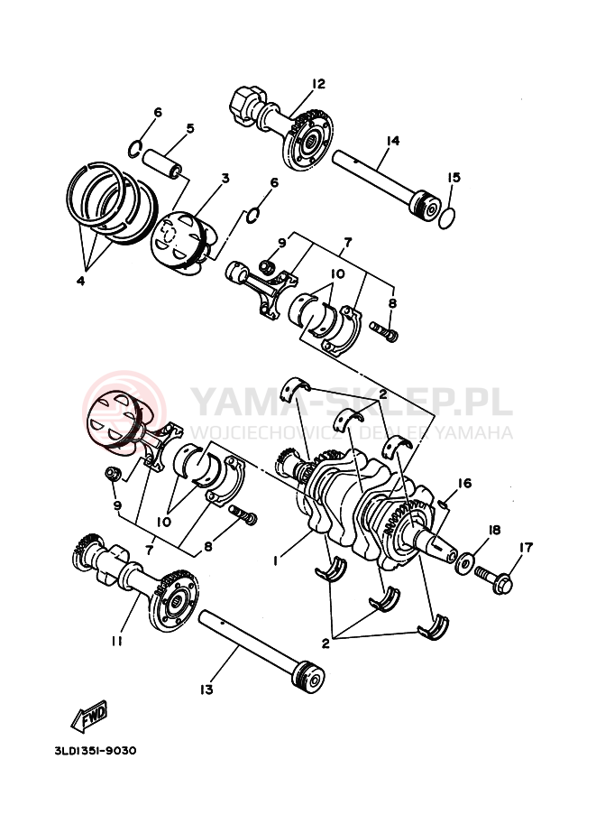 Schemat "Wał korbowy, tłok" do Yamaha XTZ750 SUPERTENERE