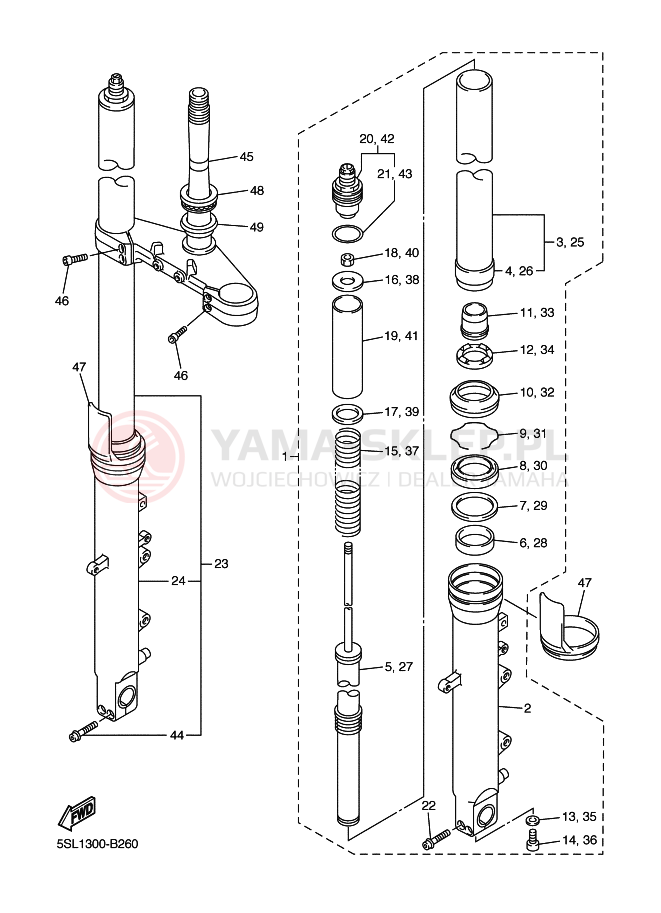 Schemat "Amortyzatory przód" do Yamaha YZF-R6