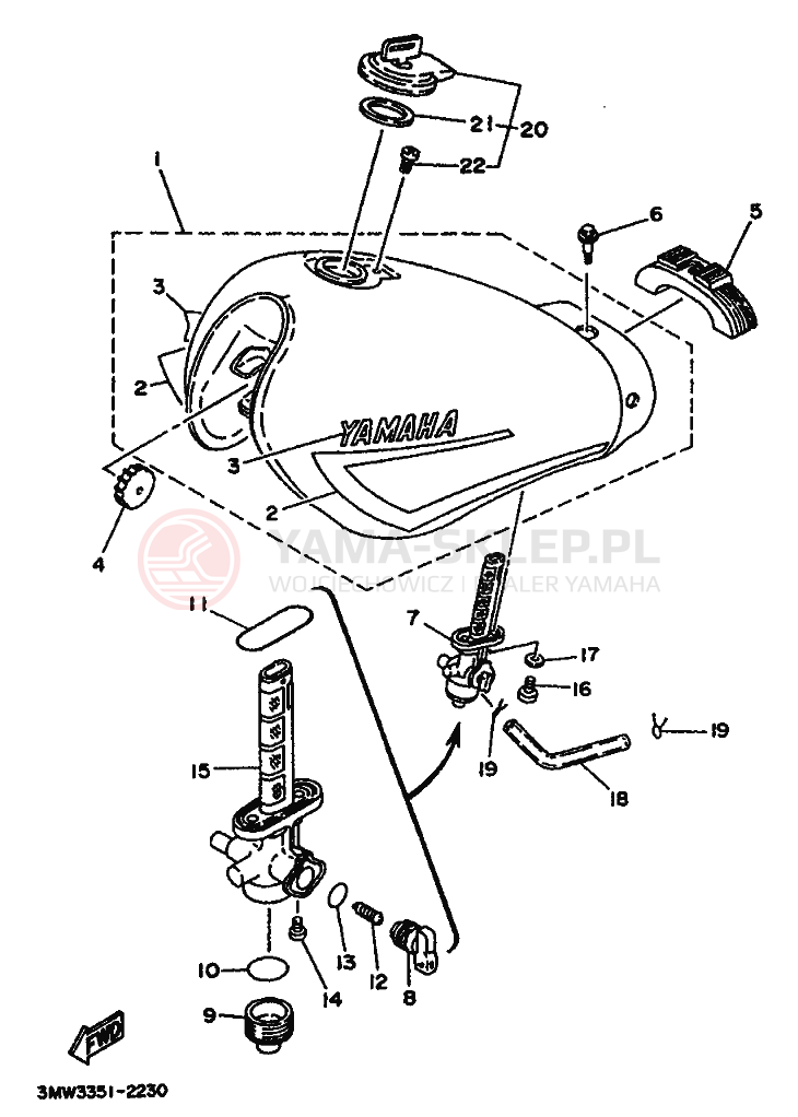 Schemat "zbiornik paliwa" do Yamaha SR125