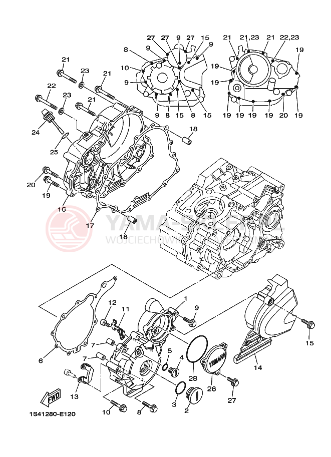 Schemat "Pokrywa silnika" do Yamaha YBR250
