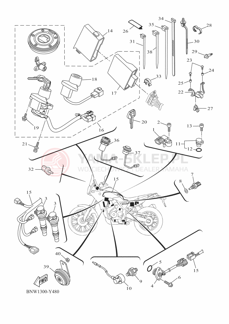 Schemat "układ elektryczny" do Yamaha TENERE 700 EXTREME