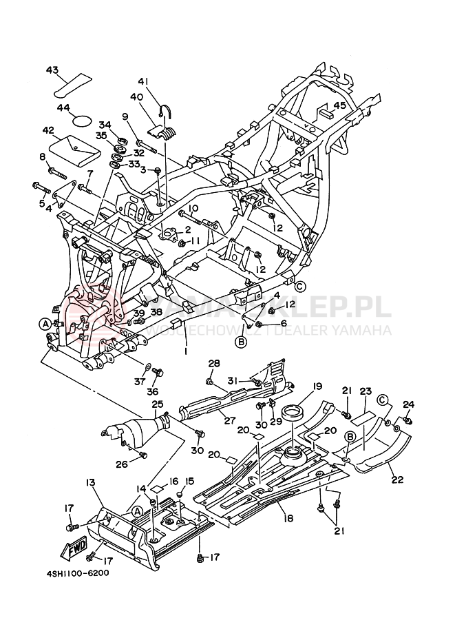 Schemat "rama" do Yamaha YFM400FW