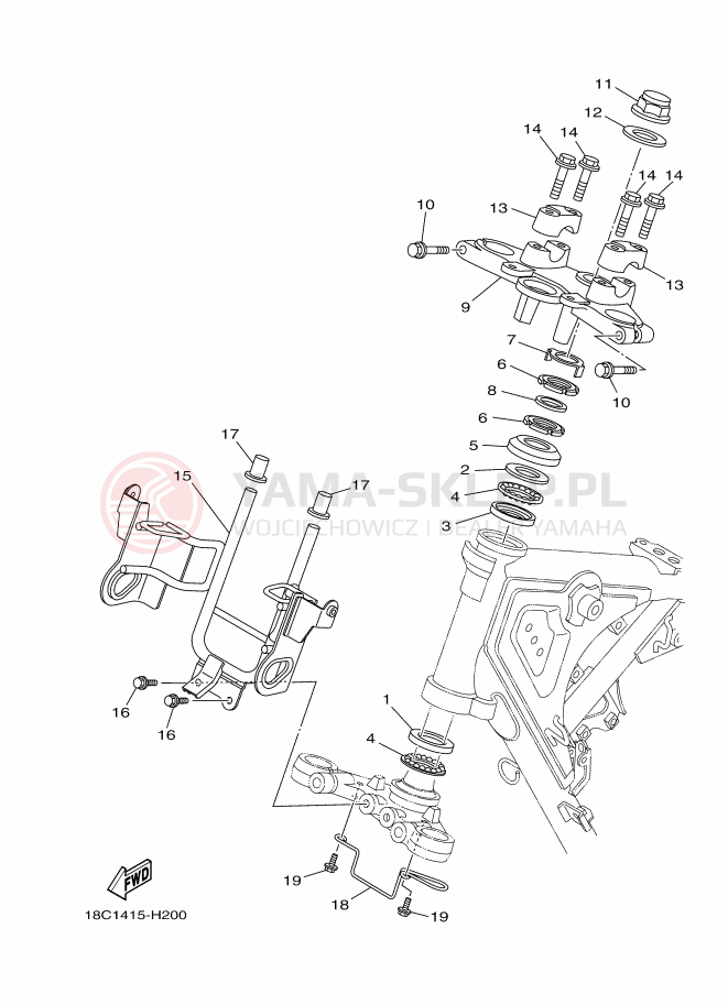 Schemat "Półki zawieszenia" do Yamaha YBR125ESD