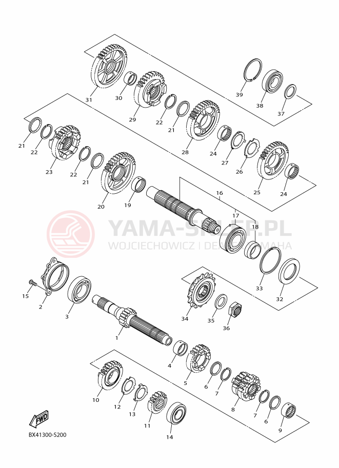 Schemat "Skrzynia biegów " do Yamaha YZF-R1M