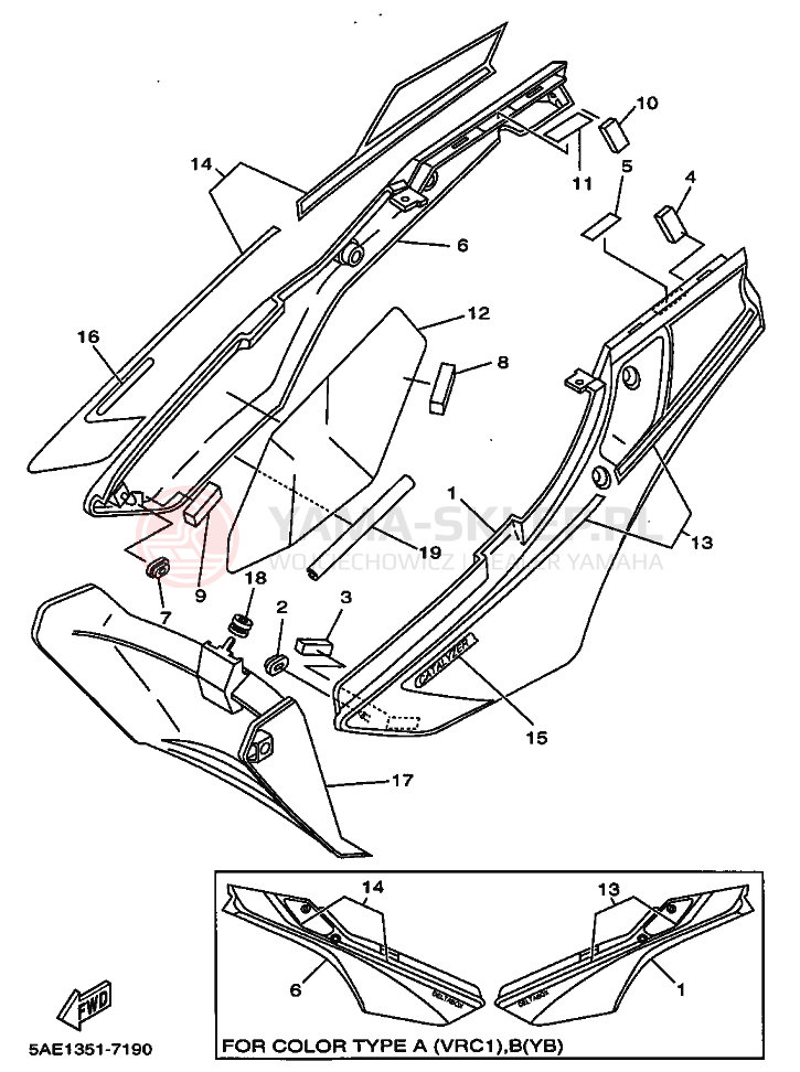 Schemat "Pokrywa boczna" do Yamaha TDR125