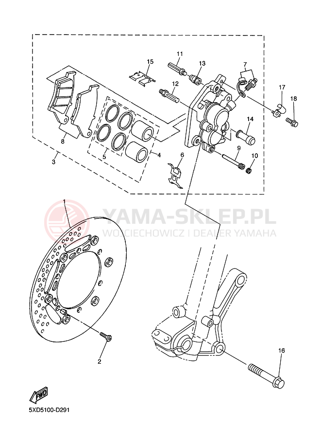 Schemat "Koło przód" do Yamaha WR450F