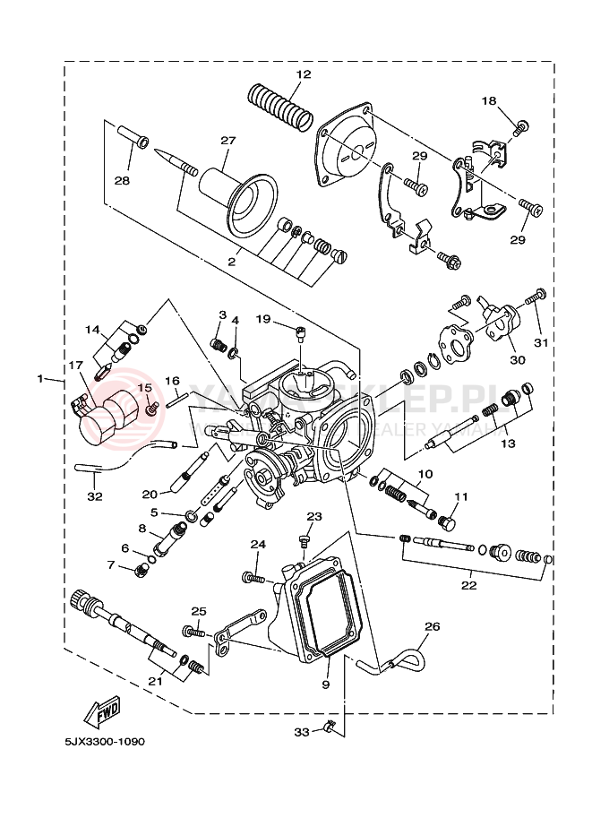 Schemat "Gaźnik" do Yamaha XVS125 DRAGSTAR