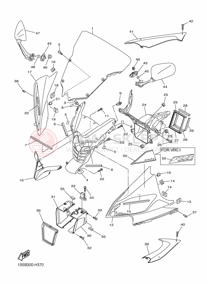 Schemat "elementy nadwozia" do Yamaha YZF-R6