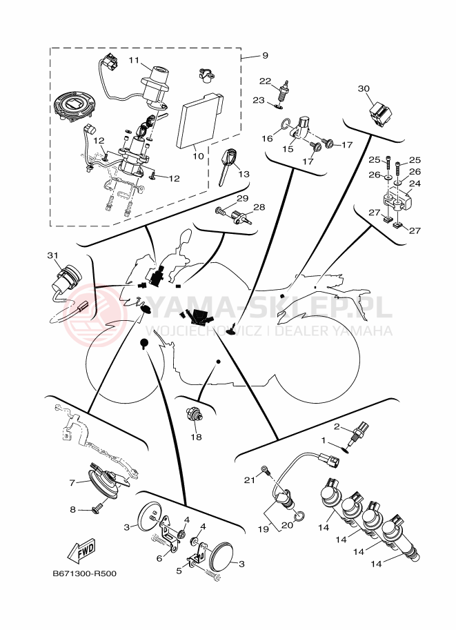 Schemat "układ elektryczny" do Yamaha MT-10