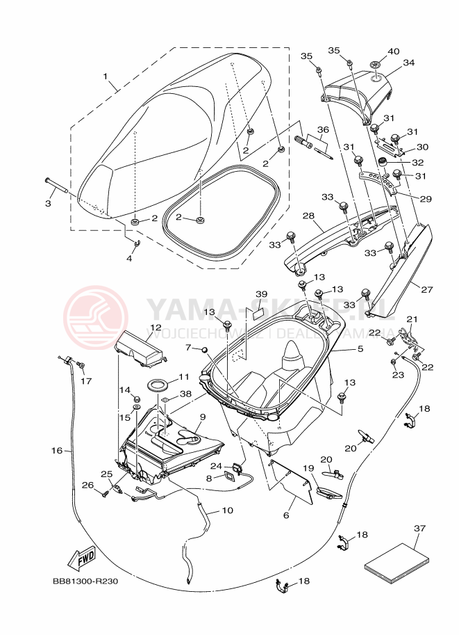 Schemat "siedzenie" do Yamaha TRICITY 155