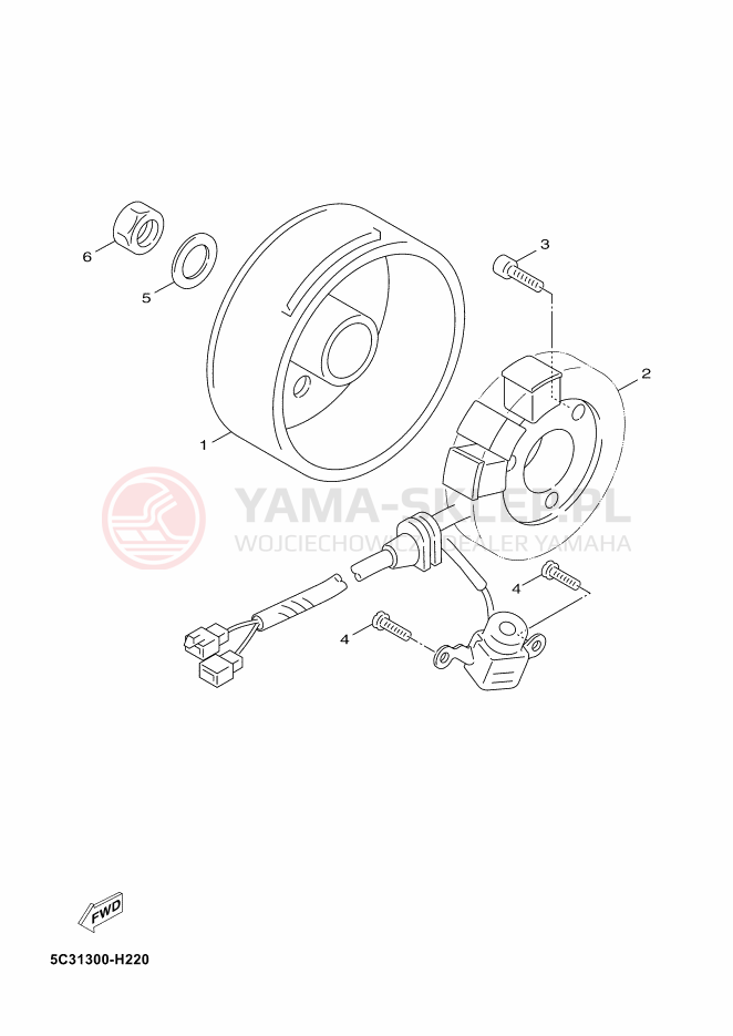 Schemat "prądnica" do Yamaha NEOS 4