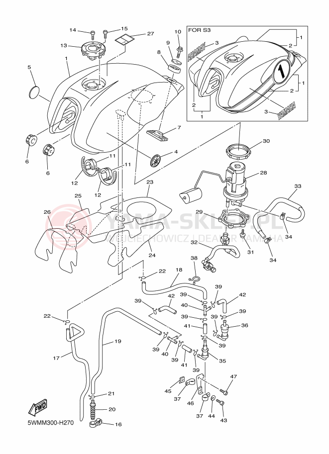 Schemat "zbiornik paliwa" do Yamaha XJR1300
