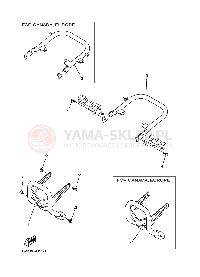 Schemat "osłona / stelaż" do Yamaha YFZ450S