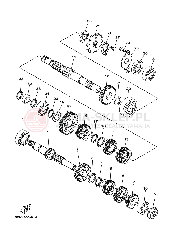 Schemat "Skrzynia biegów " do Yamaha TW125