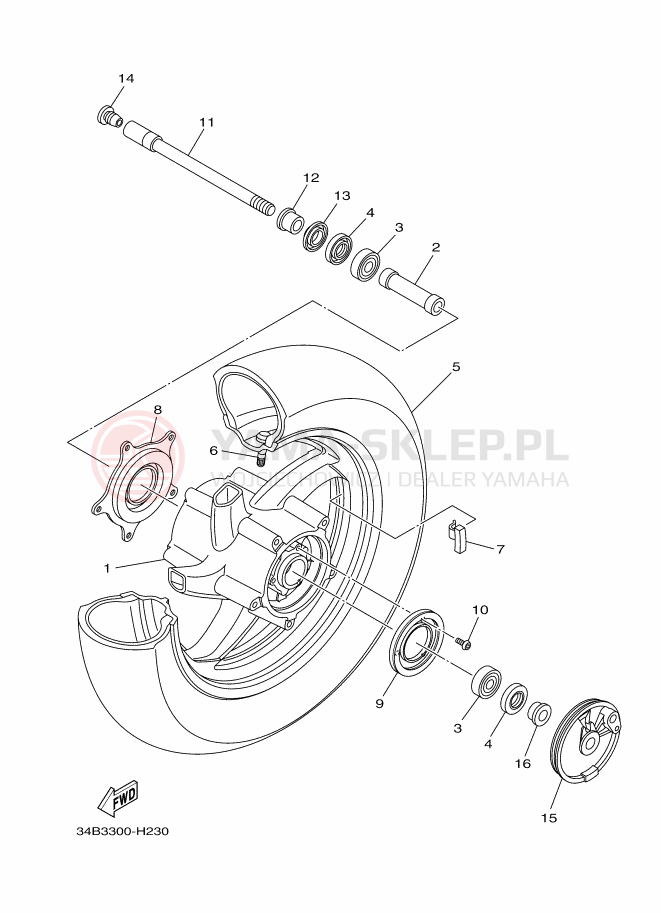 Schemat "Koło przód" do Yamaha MAJESTY400A