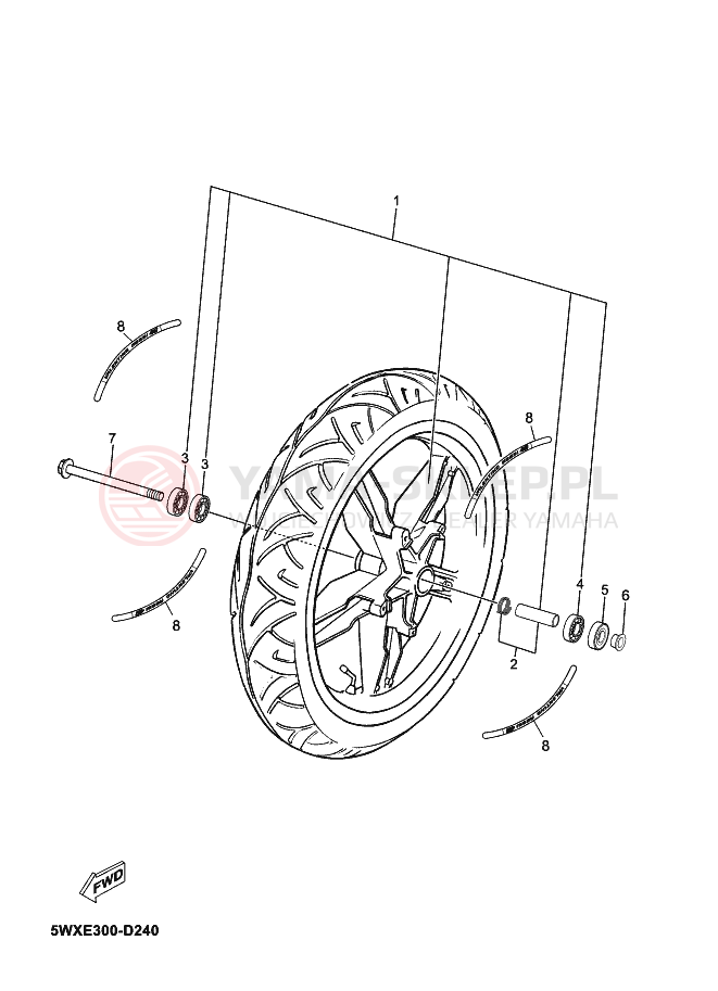 Schemat "Koło przód" do Yamaha TZR50