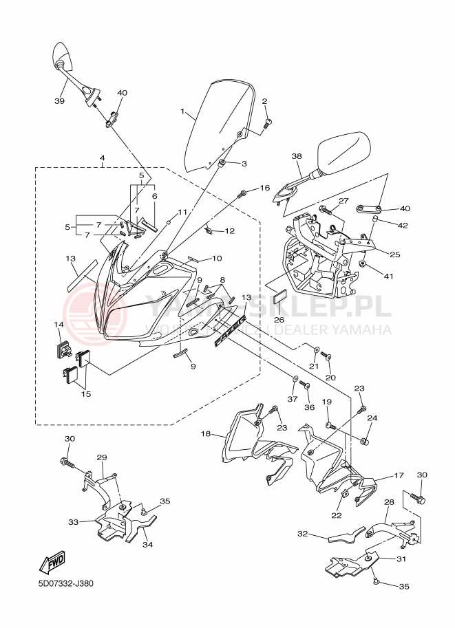 Schemat "Obudowa silnika" do Yamaha FAZER