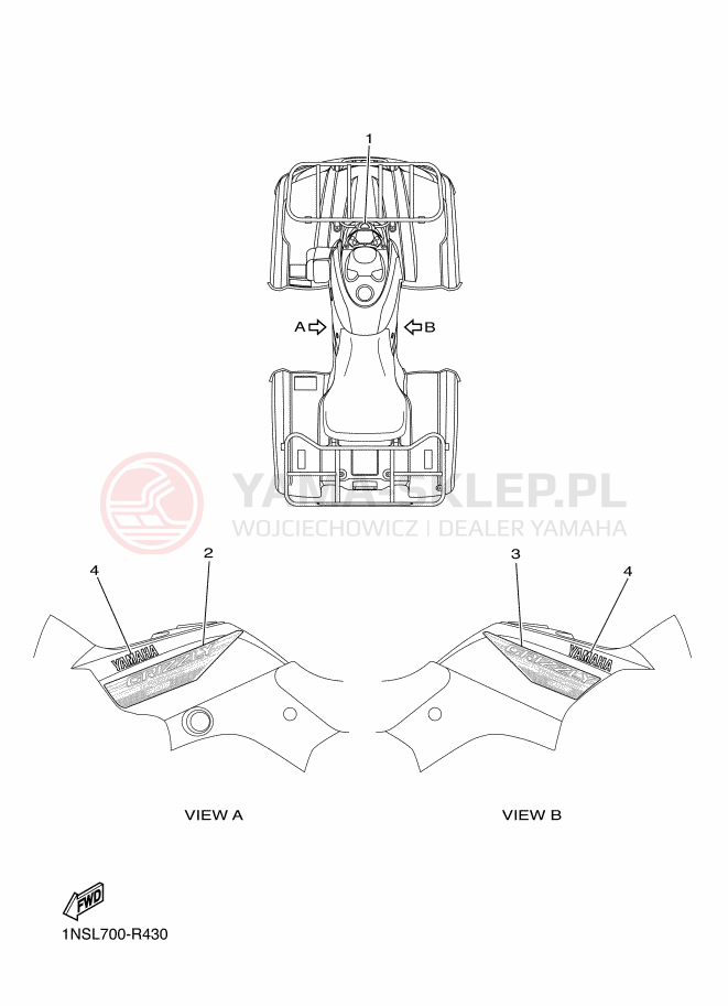 Schemat "naklejki" do Yamaha GRIZZLY 350 4WD
