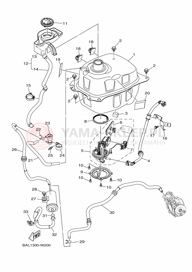 Schemat "zbiornik paliwa" do Yamaha NMAX 155