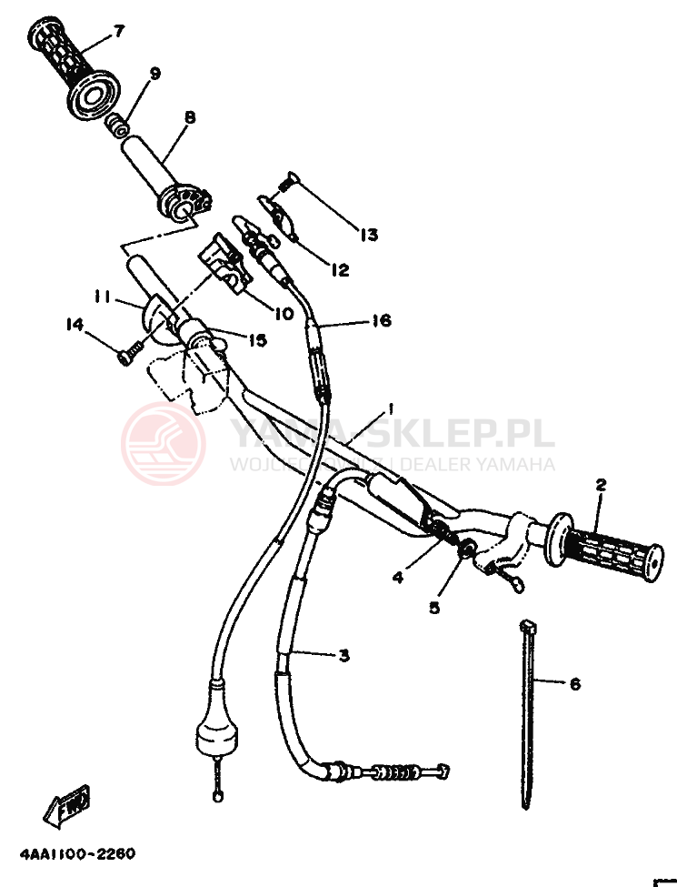 Schemat "Kierownica i osprzęt" do Yamaha WR500Z