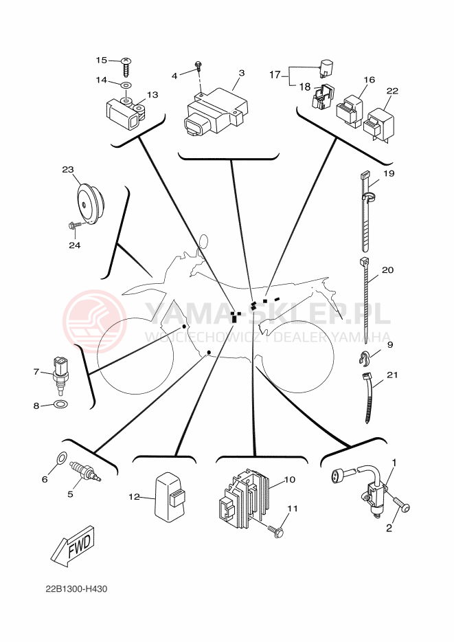 Schemat "układ elektryczny" do Yamaha WR125R