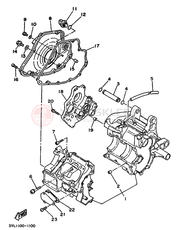Schemat "Pokrywa silnika" do Yamaha TZ250