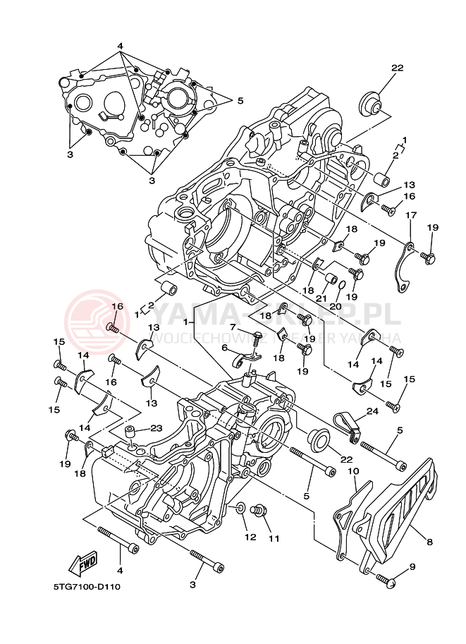 Schemat "Pokrywa silnika" do Yamaha YFZ450T
