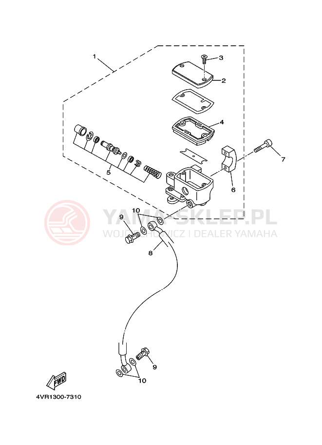 Schemat "Pompa hamulcowa przednia" do Yamaha XVS650 DRAGSTAR