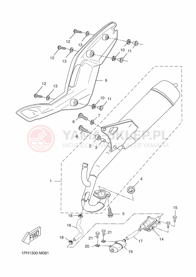 Schemat "Wydech końcowy" do Yamaha AEROX