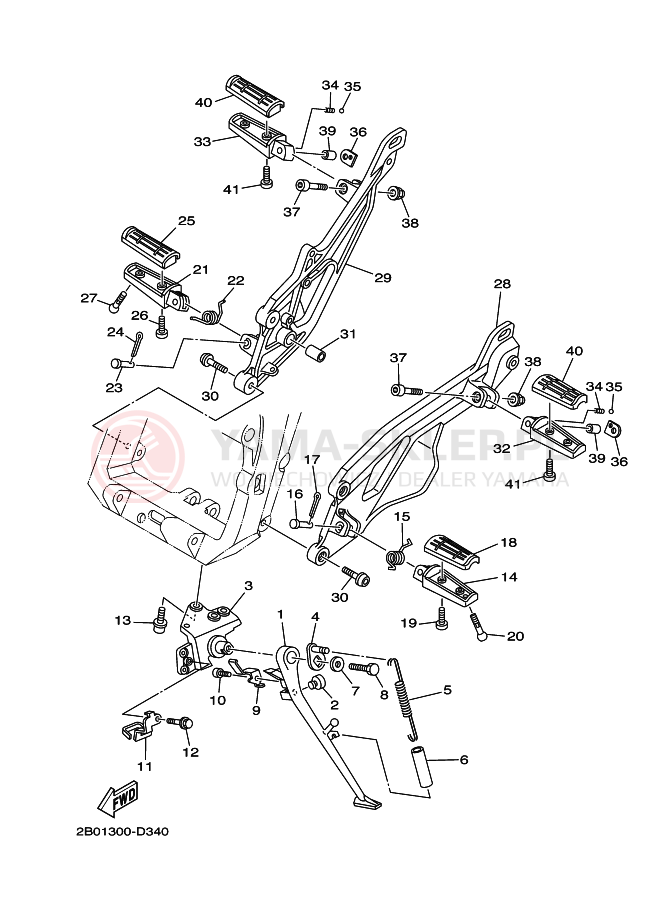 Schemat "Stopka postojowa i podnóżki" do Yamaha TDM900A