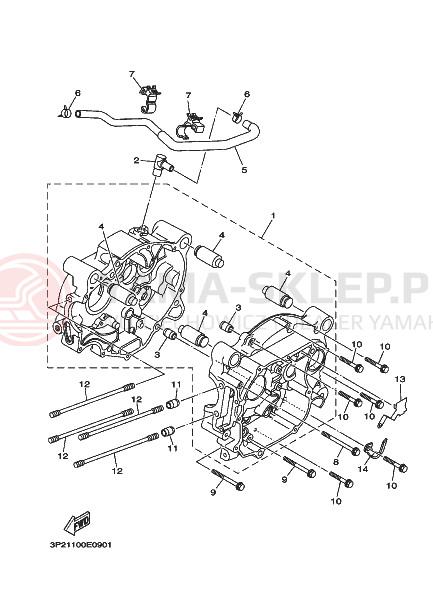 Schemat "Pokrywa silnika" do Yamaha TT-R90E