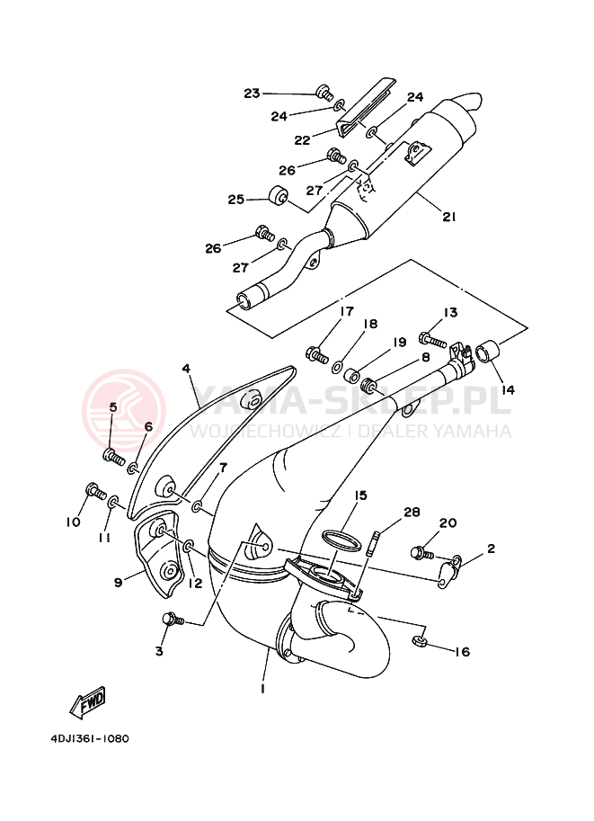 Schemat "Wydech końcowy" do Yamaha DT125RE