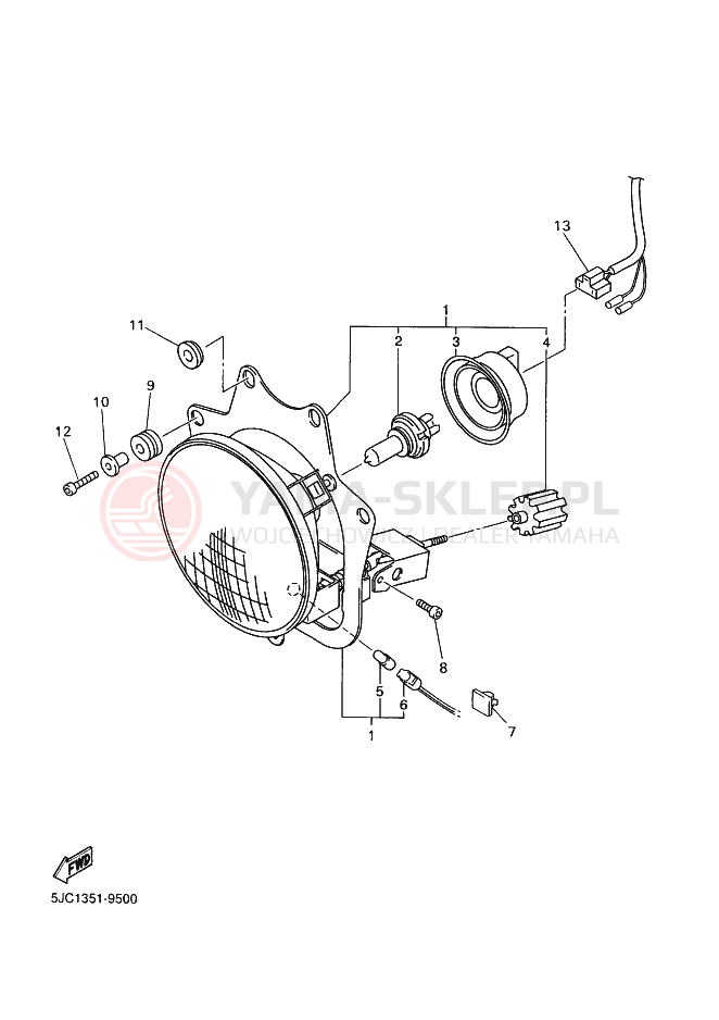 Schemat "Lampa przód" do Yamaha XVZ13TF ROYALSTAR VENTURE
