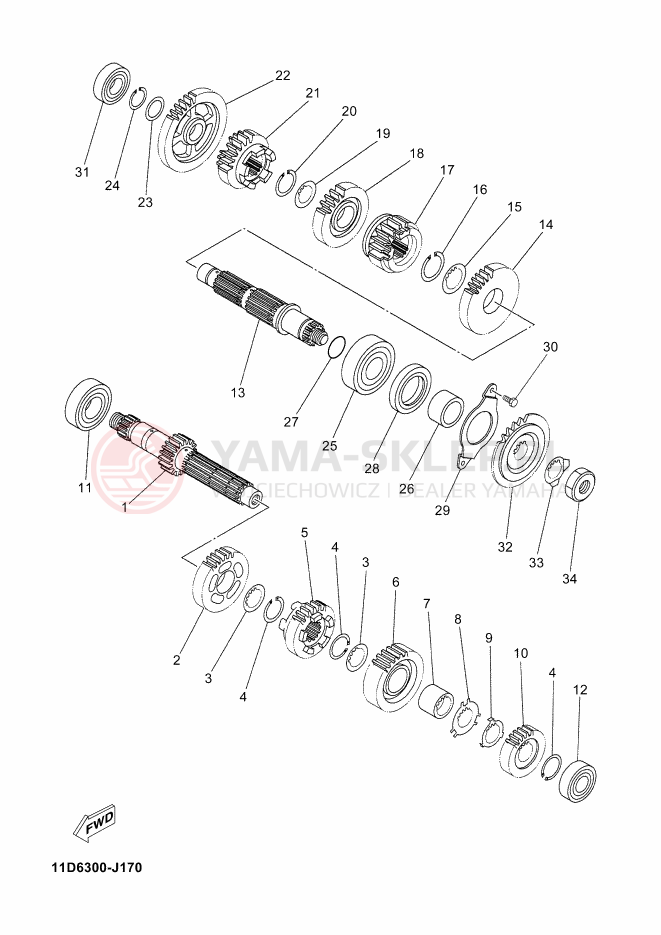 Schemat "Skrzynia biegów " do Yamaha XT660Z ABS