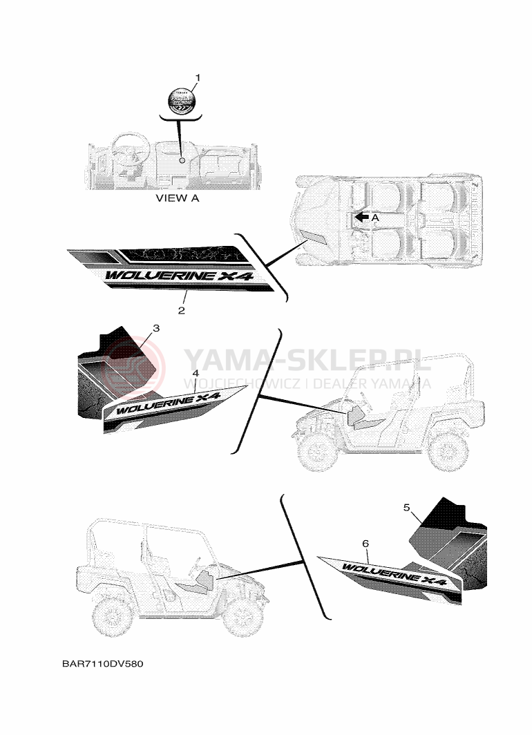 Schemat "Naklejki" do Yamaha WOLVERINE X4