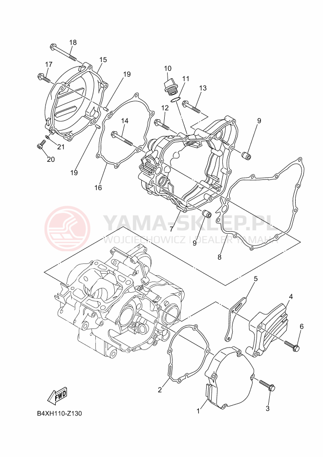 Schemat "Pokrywa silnika" do Yamaha YZ125