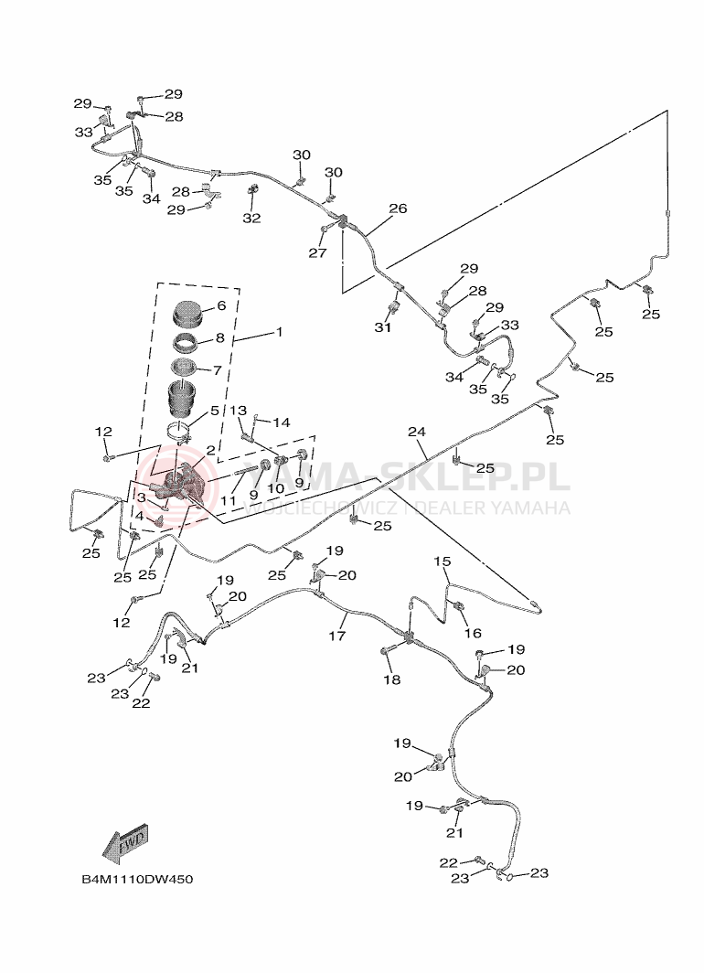 Schemat "układ hamulcowy" do Yamaha WOLVERINE RMAX2 1000 LE