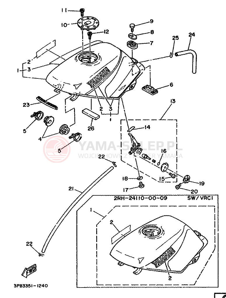 Schemat "zbiornik paliwa" do Yamaha TZR125