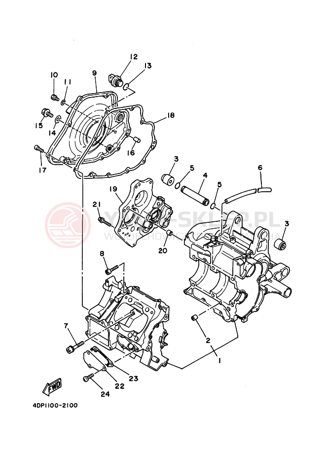 Schemat "Pokrywa silnika" do Yamaha TZ250