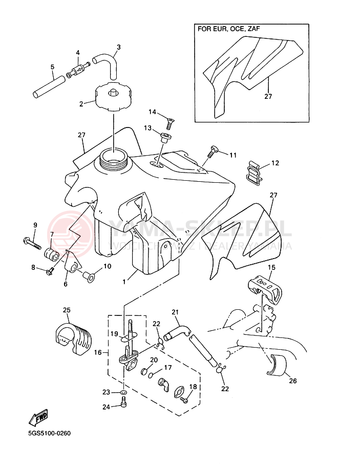 Schemat "zbiornik paliwa" do Yamaha WR400F