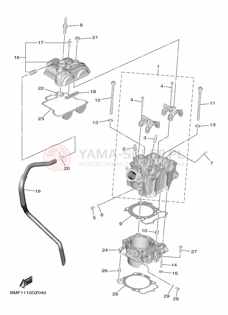Schemat "cylinder" do Yamaha YZ250F