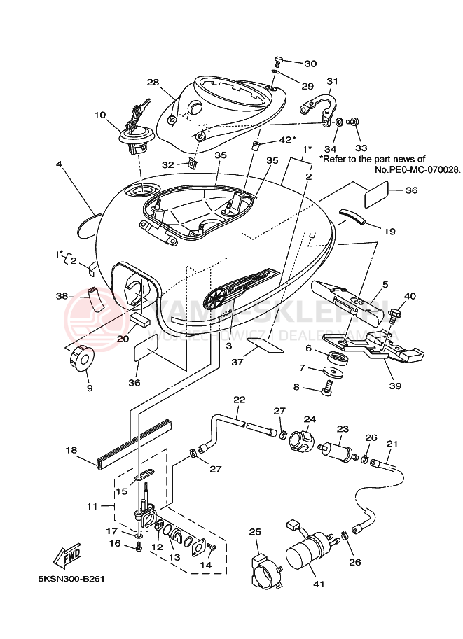 Schemat "zbiornik paliwa" do Yamaha XVS1100A DRAGSTAR 1100 CLASSIC
