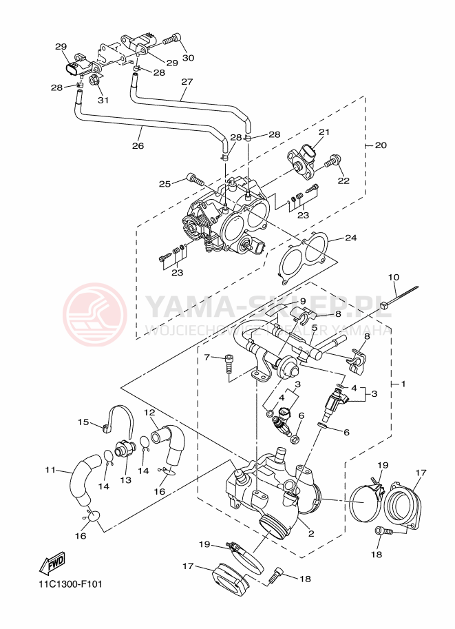 Schemat "Wtrysk paliwa" do Yamaha MIDNIGHT STAR