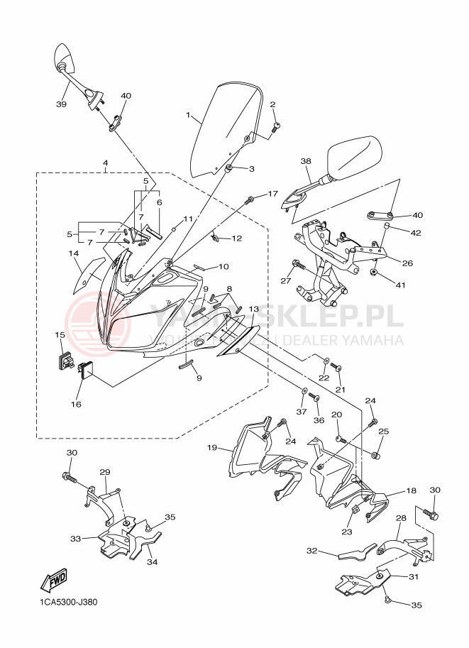 Schemat "elementy nadwozia" do Yamaha FAZER