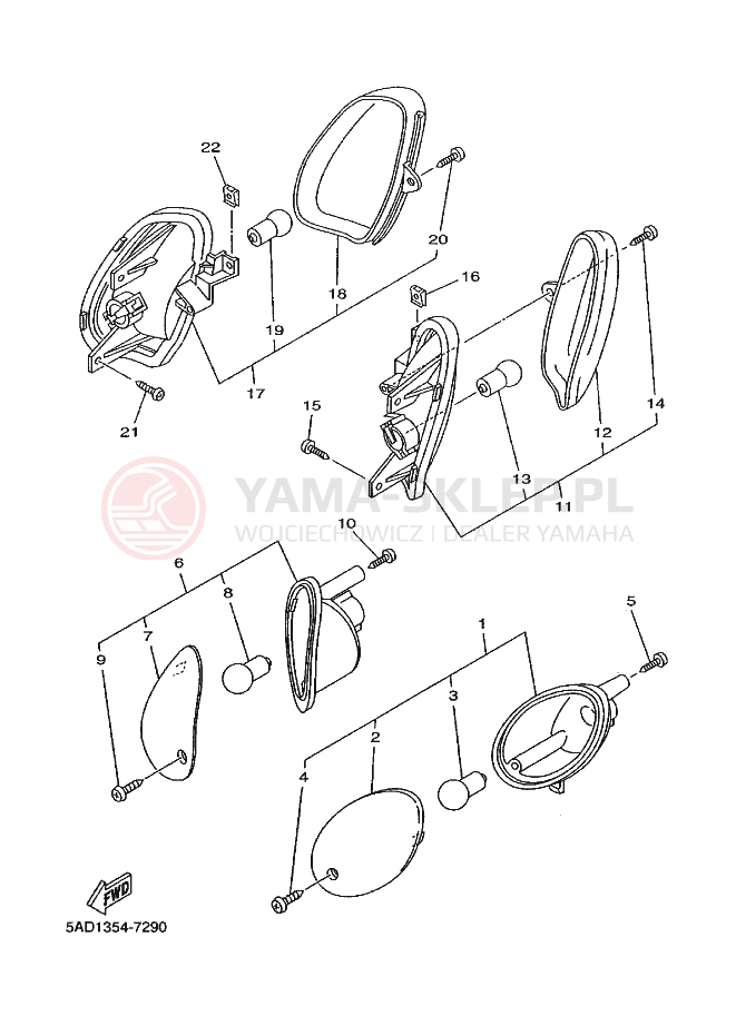 Schemat "kierunkowskazy" do Yamaha OVETTO 50